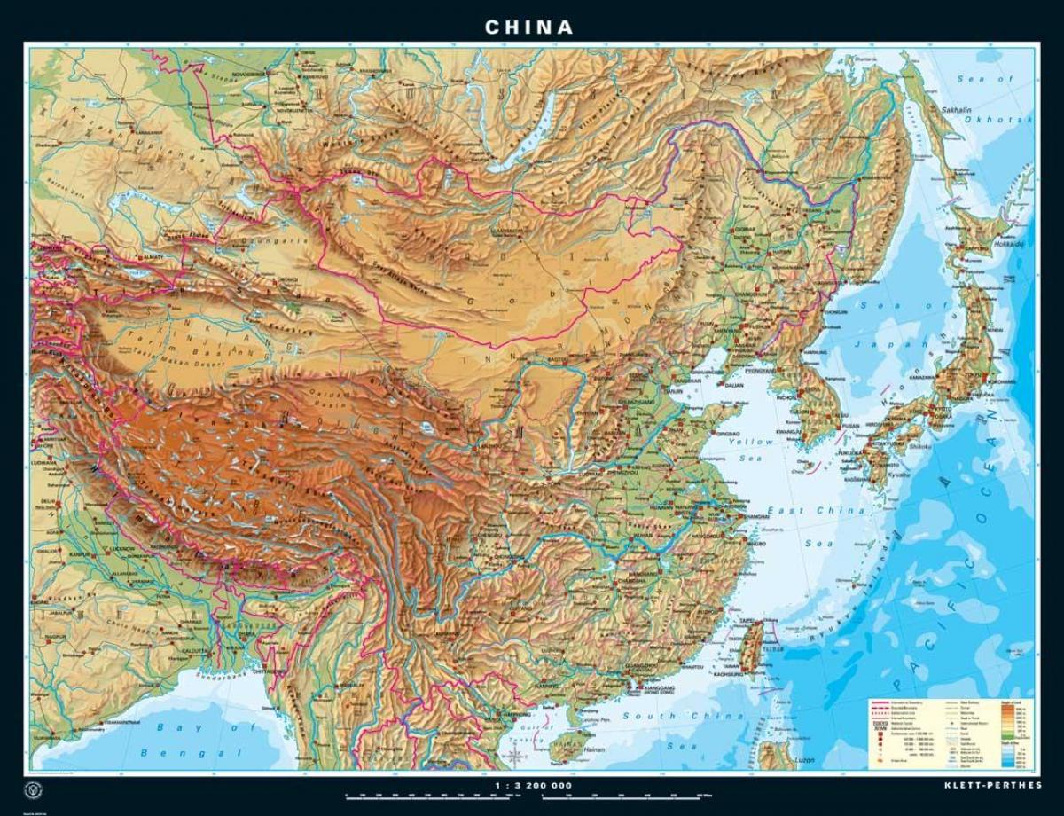 füsiograafiliste kaart Hiina