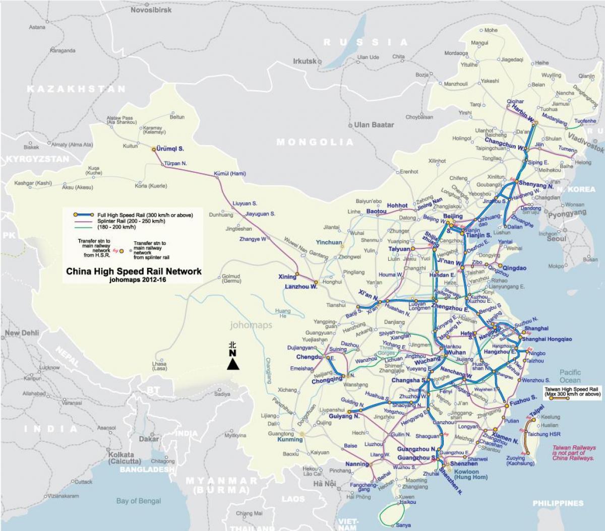 high speed rail Hiina kaart