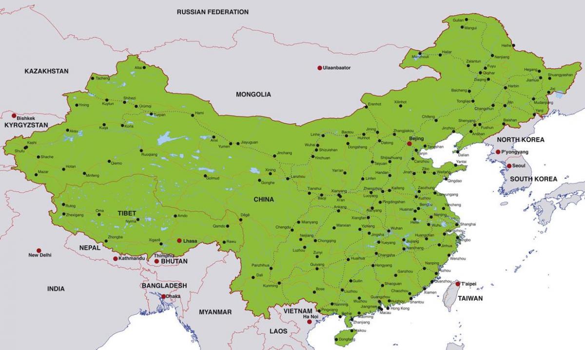 Hiina kaart linnad