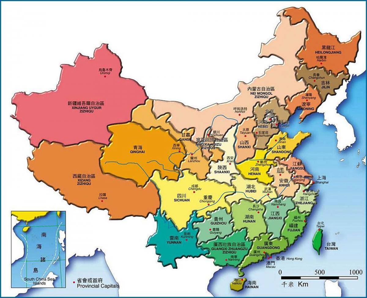 kaart Hiina provintsid