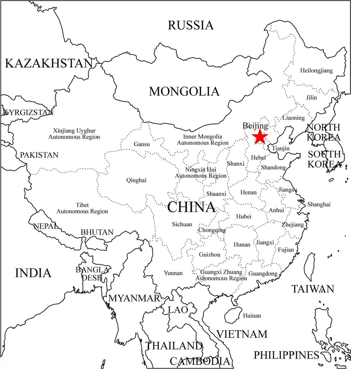 provintsis Hiina kaart
