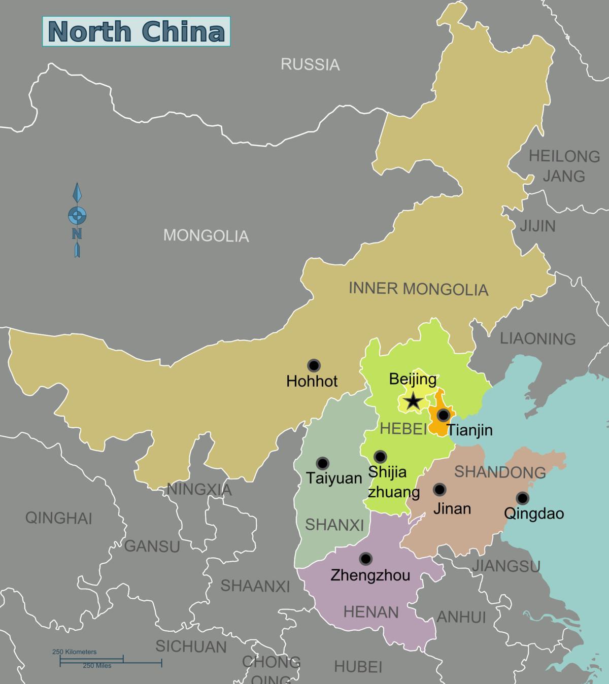 kaart põhja-Hiina